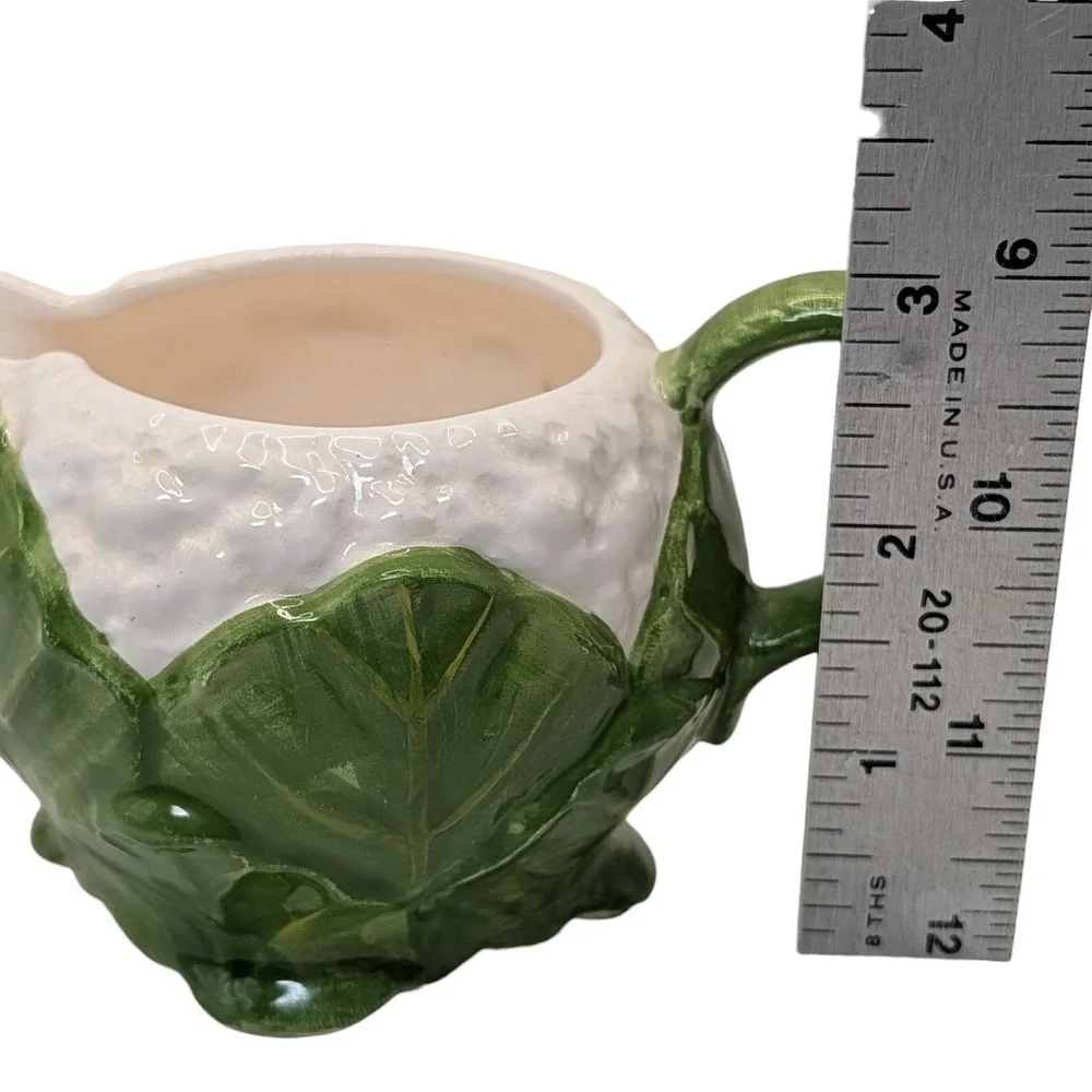 Vintage Fitz and Floyd Creamer Garden Vegetable Majolica Pottery Cauliflower
